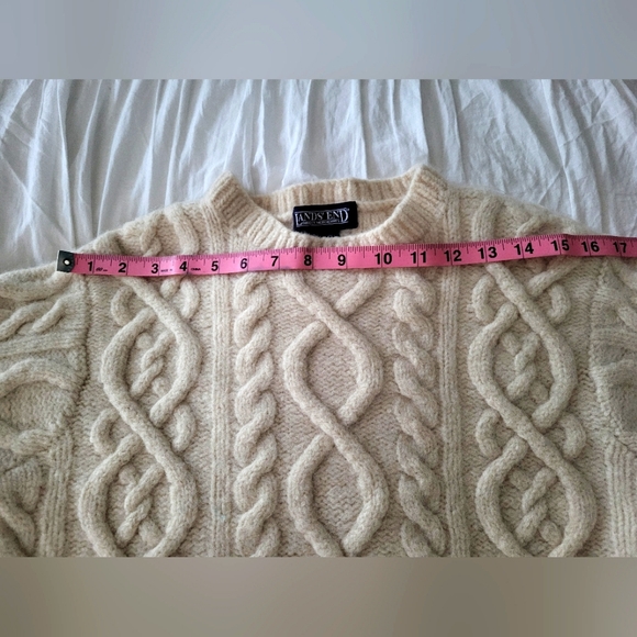 Lands' End 100% Wool Irish Fisherman Sweater - Picture 8 of 10